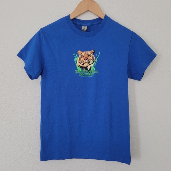 Gildan Other - The Wild Animal Sanctuary | Tiger Graphic T-Shirt Blue Green Orange Crewneck Tee